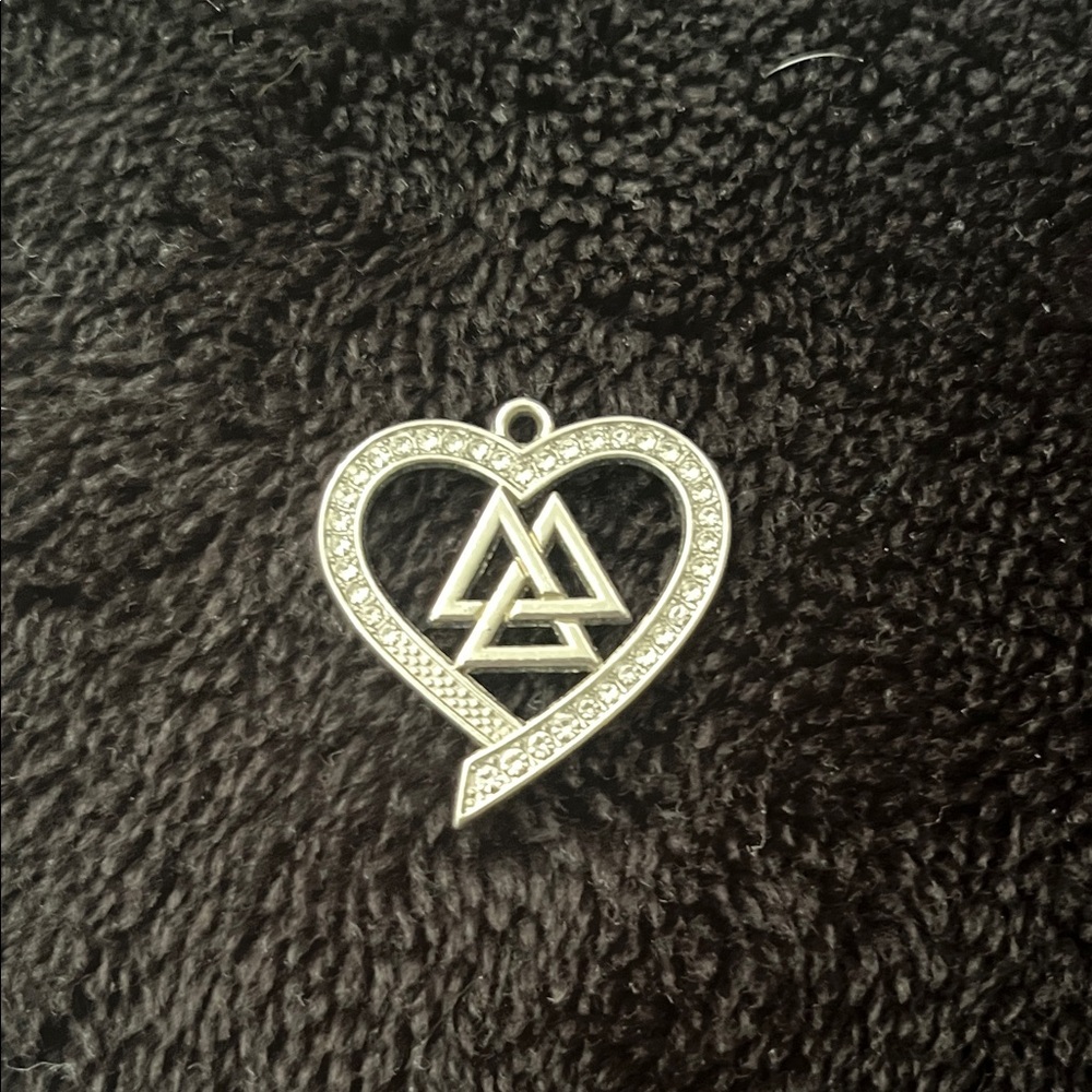 Silver Heart Pendant with Triangle Design